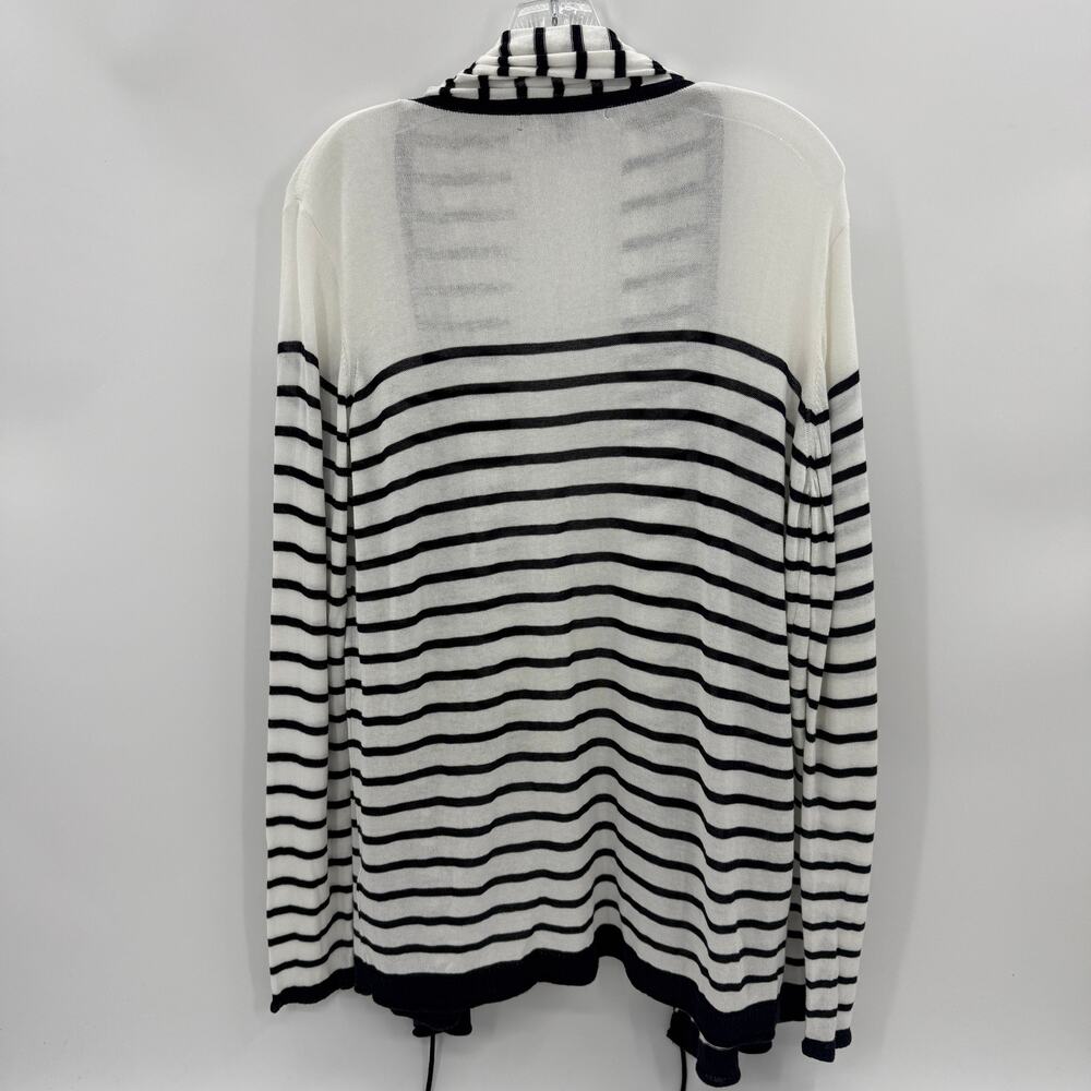 SAKS FIFTH AVE Womens Stripe Open Front Cardigan Size M Sweater Nautical Layer - Picture 5 of 8